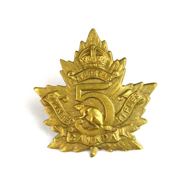 Canadian 5th Mounted Rifles Cap Badge, King's Crown, Original