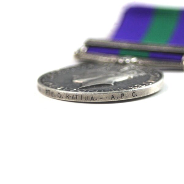 General Service Medal with Palestine 1945-48 Clasp, Pte Q Katiba, APC - Image 3