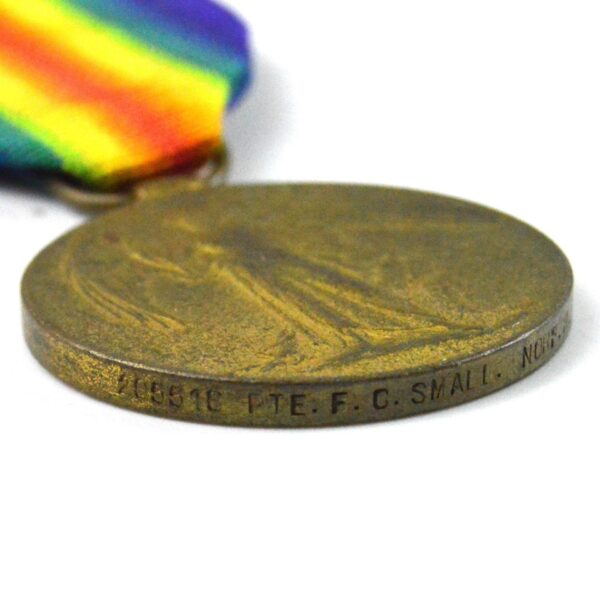 Victory Medal, Private Frederick Charles Small, Norfolk Regiment/North Staffordshire Regiment - Image 4