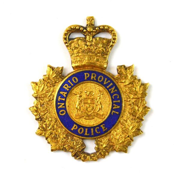 Ontario Provincial Police Queen's Crown Cap Badge, Original, No Fittings