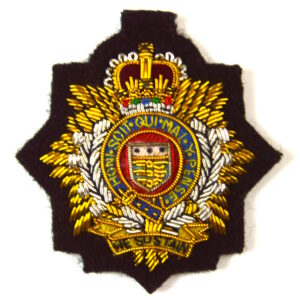 Royal Logistics Corps (RLC) Officer's Embroidered Beret Badge - Black Background