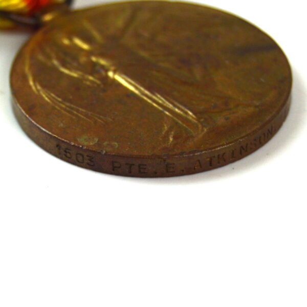 Victory Medal, Private E. T. Atkinson, East Kent (The Buffs) Regiment - Image 4
