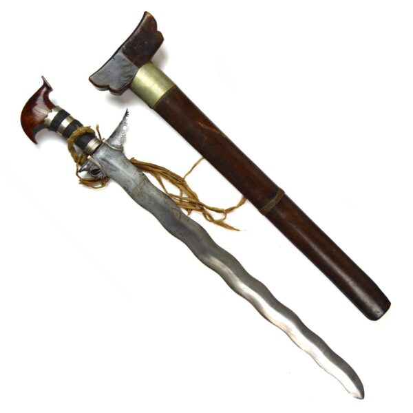 Indonesian Moro Kris in Wooden Scabbard