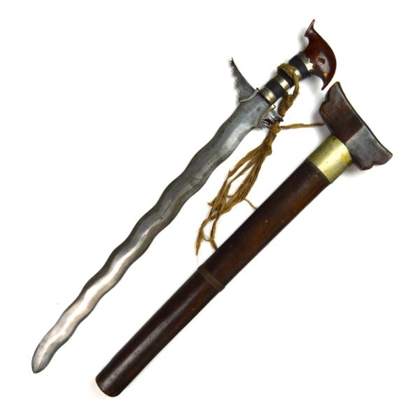 Indonesian Moro Kris in Wooden Scabbard - Image 2