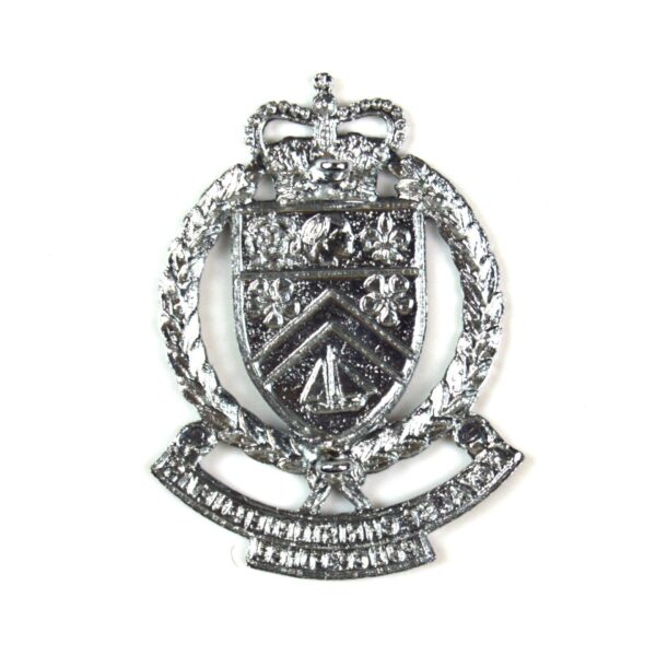 Royal St. Christopher Nevis Police Force Chrome Helmet Plate, Queen's Crown - Image 2