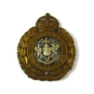 City of London Yeomanry (Rough Riders) Cap Badge, King's Crown, Original