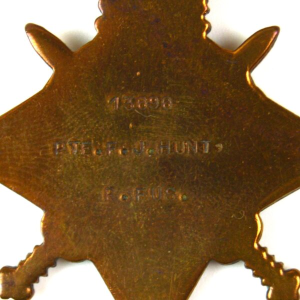 1914-15 Star, Lance Corporal Frederick James Hunt, 25th (Frontiersmen) Battalion, Royal Fusiliers - Image 3
