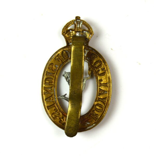 Royal Corps of Signals (1920-1948 Pattern) King's Crown Cap Badge, Original - Image 2