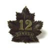 Canadian 12th Infantry Battalion (CEF) Blackened White Metal Cap Badge, Original by W. J. Dingley