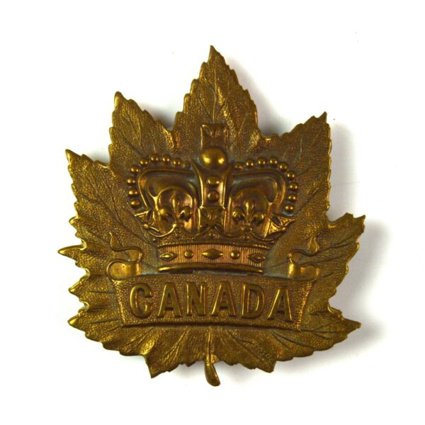 Canadian Militia Large Pattern Slouch Hat Cap Badge, Queen Victoria Crown, Original