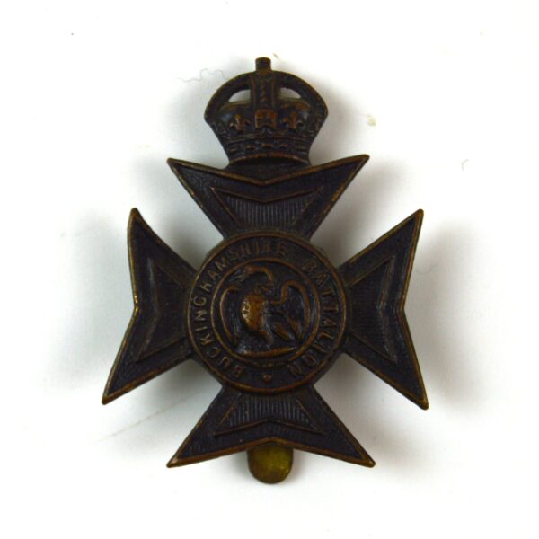 Buckinghamshire Battalion, Oxfordshire and Buckinghamshire Light Infantry Blackened Cap Badge, King's Crown, Original