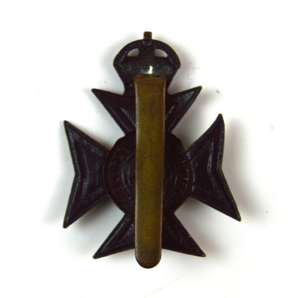 Buckinghamshire Battalion, Oxfordshire and Buckinghamshire Light Infantry Blackened Cap Badge, King's Crown, Original - Image 2