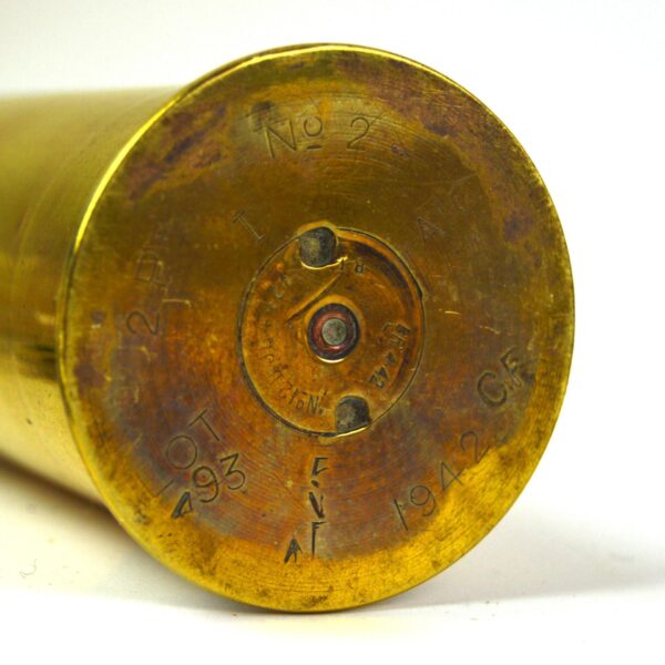 Shortened British 2 Pounder No. II Brass Shell Case, Dated 1942 - Image 4