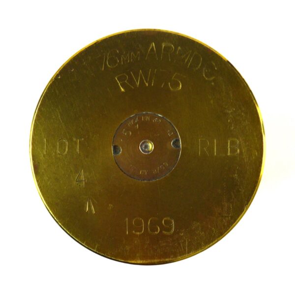 British 76mm ARMDC RW/75 Brass Shell Case, Dated 1969 - Image 4