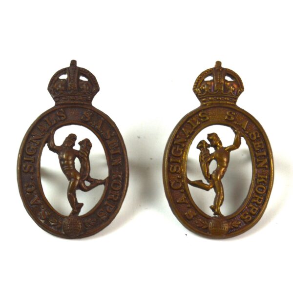 South African Corps of Signals (1923-1959 Pattern) Collar Badge, Pair
