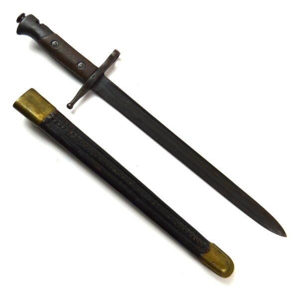 Italian M1891-TS (Truppe Speciali) Mannlicher-Carcano Bayonet in Leather Scabbard - Image 2