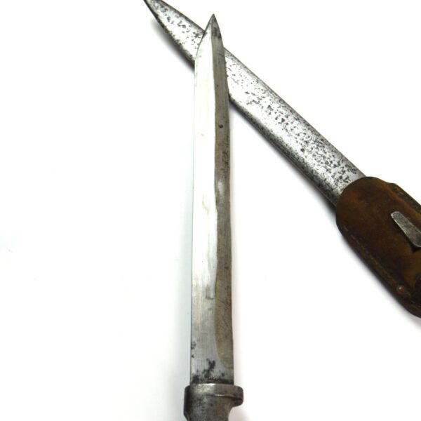 Imperial German Gewehr 71/84 Ersatz EB25 Variant Bayonet in Scabbard with Frog - Image 10