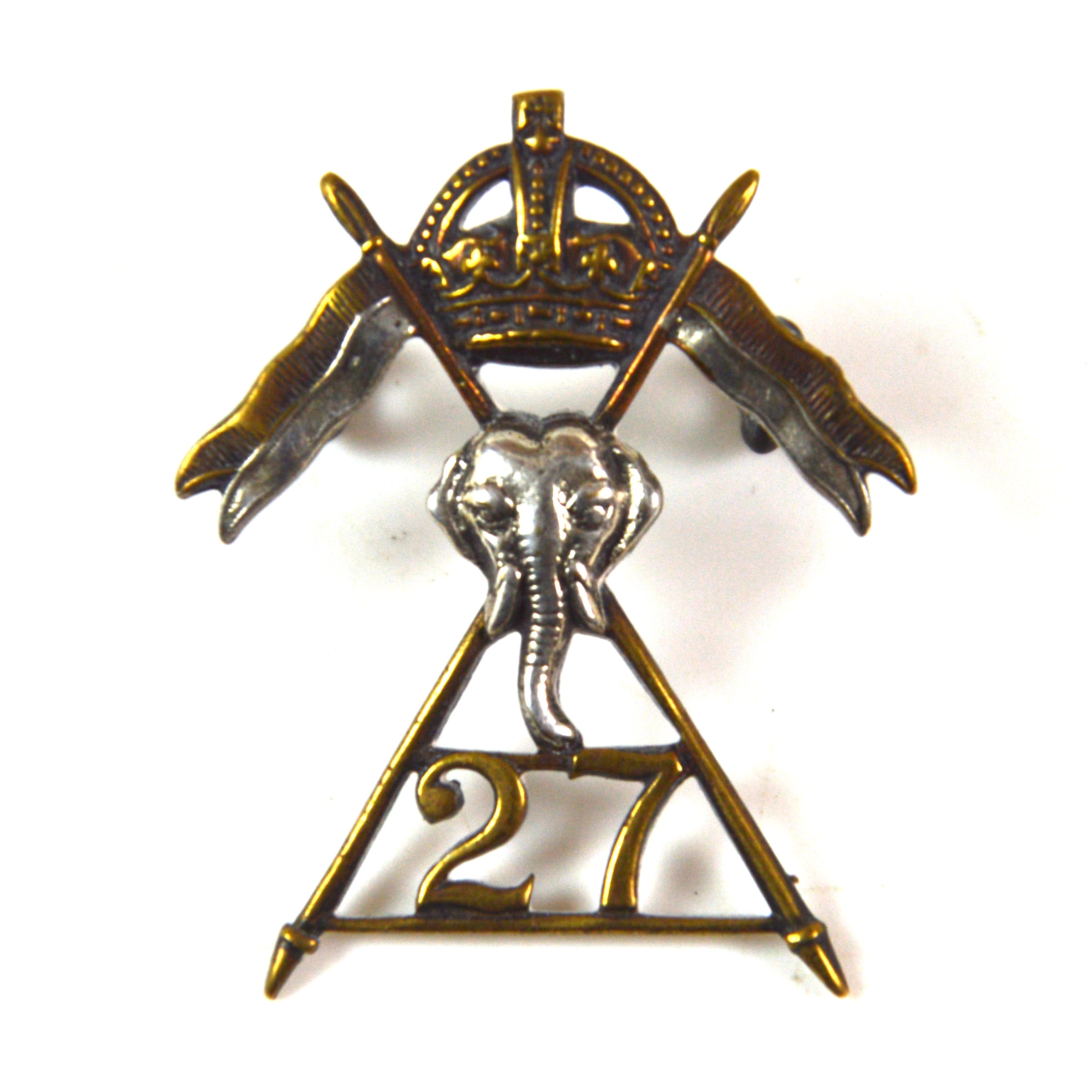 27th Lancers Officer's Cap Badge (1941–1945 Pattern) - Original