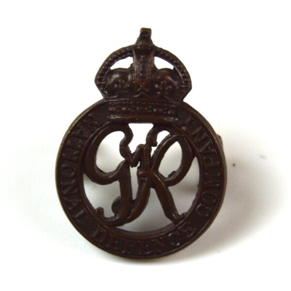 National Defence Company (1936-1939 Pattern) Collar Badge, Original by J. R. Gaunt