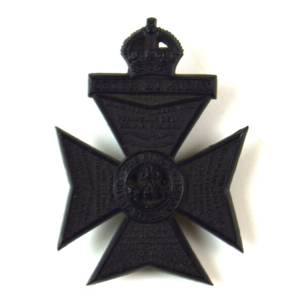 King's Royal Rifle Corps (KRRC) Plastic Economy Cap Badge, King's Crown, Original