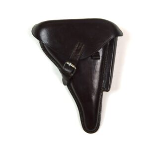 Reproduction German P08 Luger Hard Dark Brown Leather Shell Holster