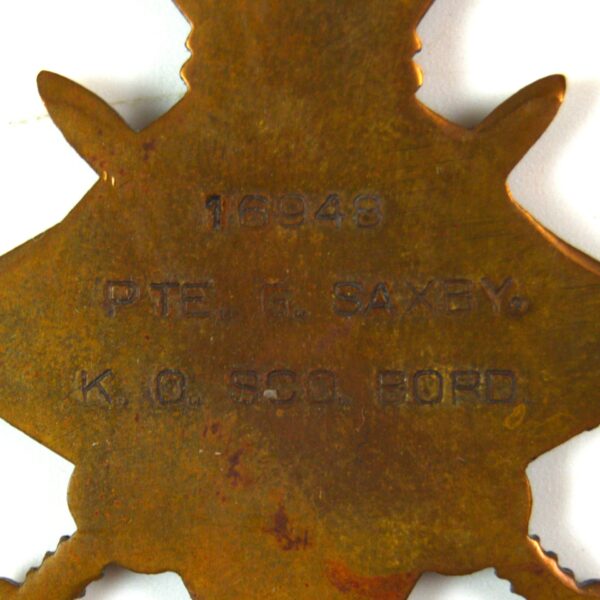 1914-15 Star, Private George Saxby, 6th (Service) King's Own Scottish Borderers - Image 3