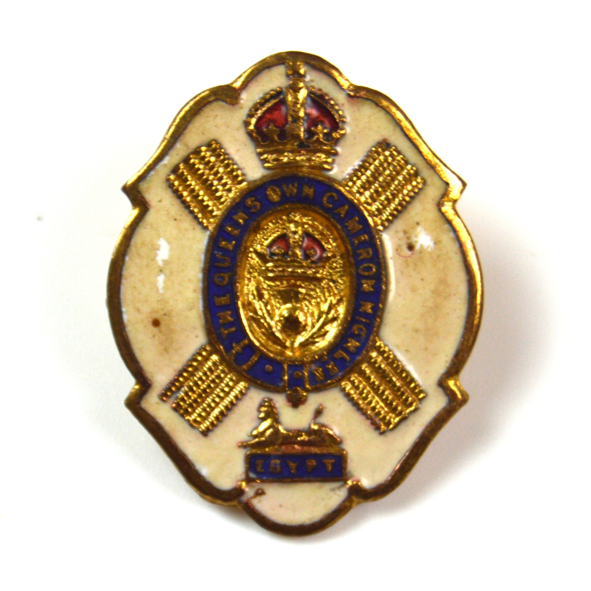 WW1-Era Queen's Own Cameron Highlanders (1901-1952) Enamel and Gilt Sweetheart Brooch