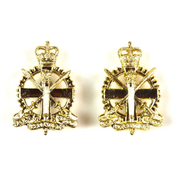 Army Apprentices School Anodised Collar Badges, Queen's Crown, Pair