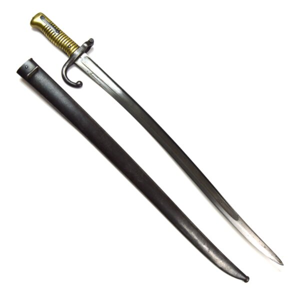 French M1866 Chassepot Rifle Bayonet and Matching Scabbard, Tulle Arsenal, Dated July 1868