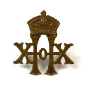 20th Hussars (Pre-1903 Pattern) Collar Badge, Imperial Crown, Original