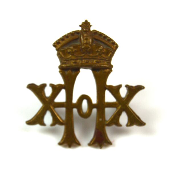 20th Hussars (Pre-1903 Pattern) Collar Badge, Imperial Crown, Original