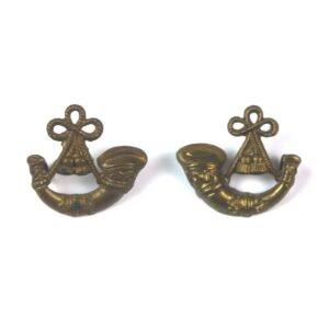 Generic Light Infantry Bugle (c.1884-c.1918 Pattern) Brass Shoulder Badge, Pair