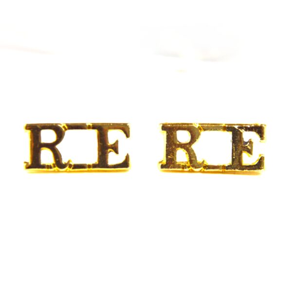 Royal Engineers (RE) Anodised Shoulder Title, Pair