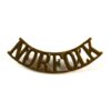 Norfolk Regiment (NORFOLK, 1902-1937 Pattern) Curved Brass Shoulder Title