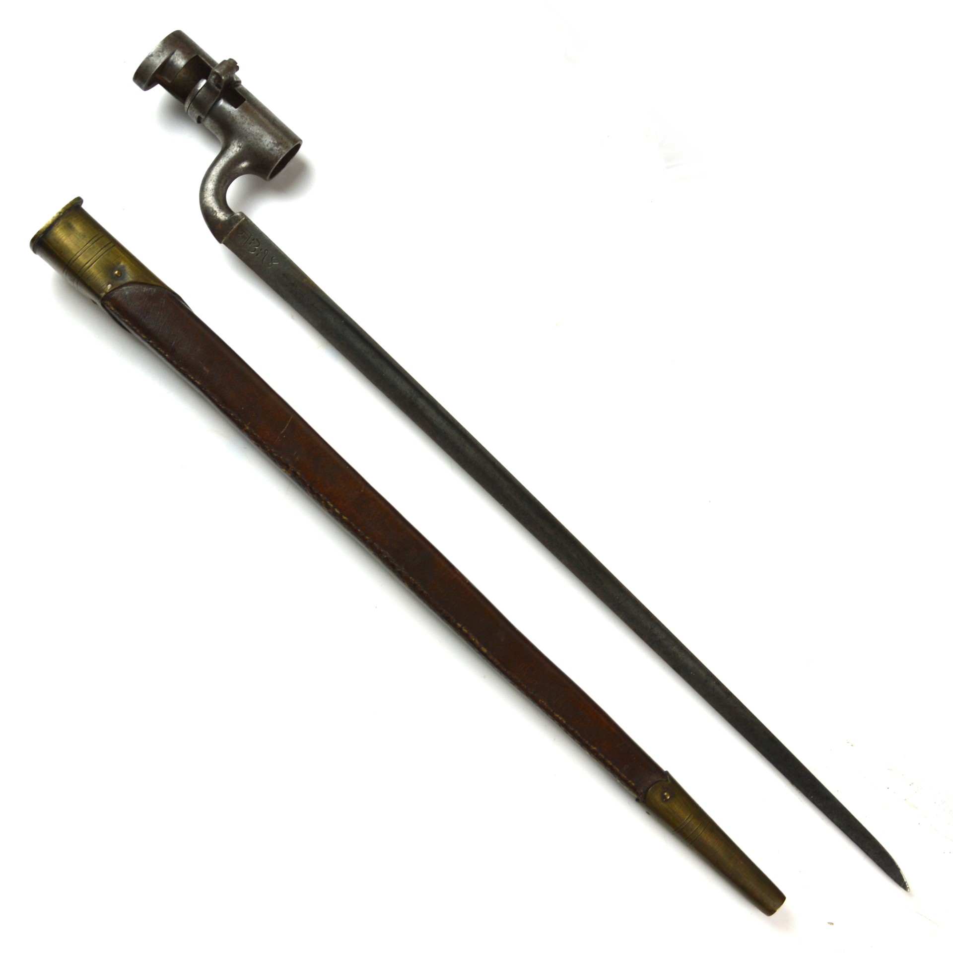 British 1859 India Pattern Socket Bayonet in Scabbard, by Salter & Co.