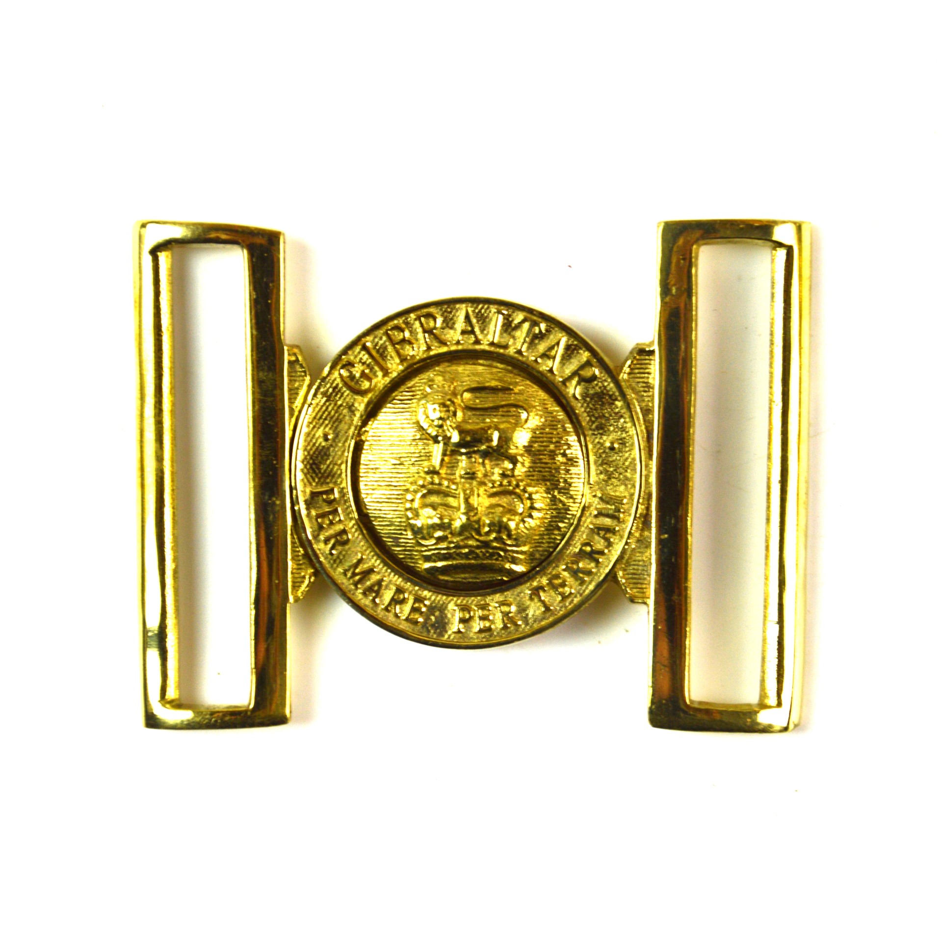Reproduction Royal Marines Interlocking Brass Belt Buckle, Queen's Crown