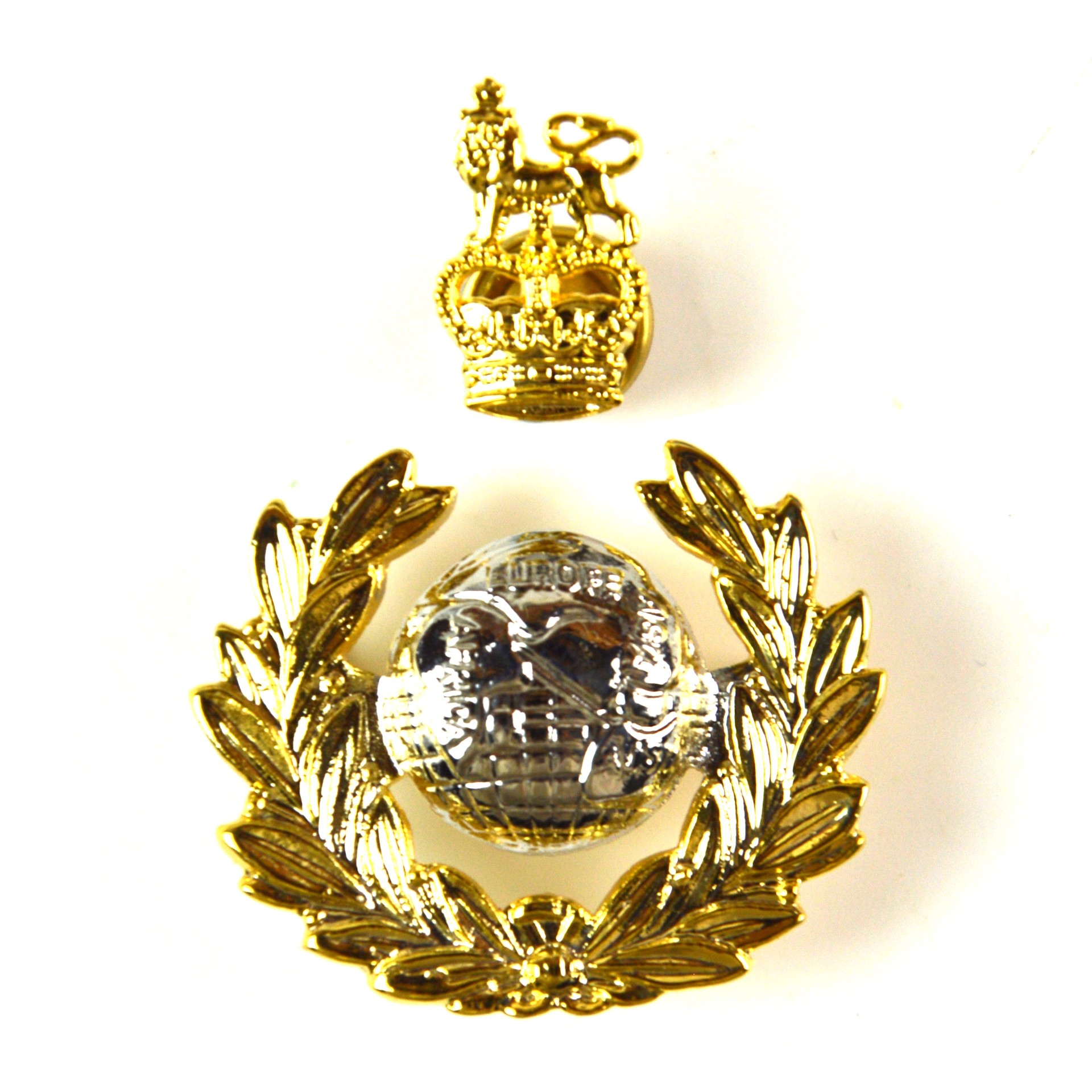 Royal Marines (1953-2022 Pattern) Bimetal Officer's 2-Part Cap Badge, Queen's Crown