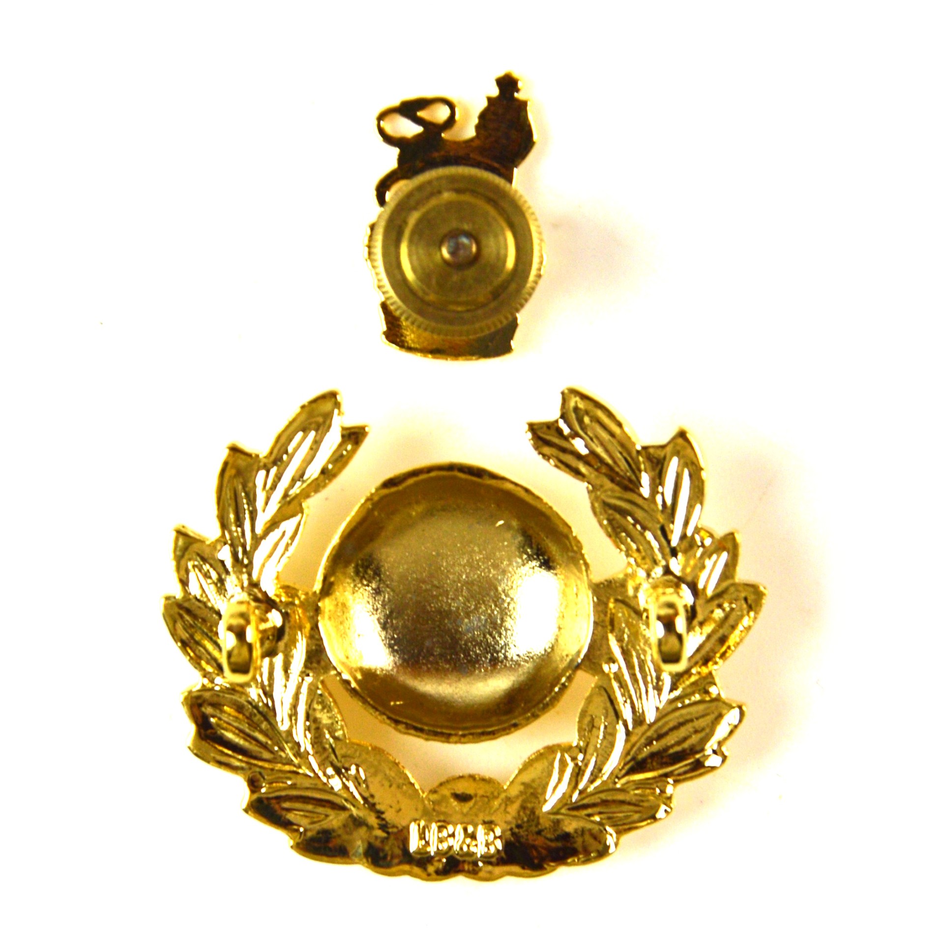 Royal Marines (1953-2022 Pattern) Gold-Coloured Officer's 2-Part Cap Badge, Queen's Crown - Image 2