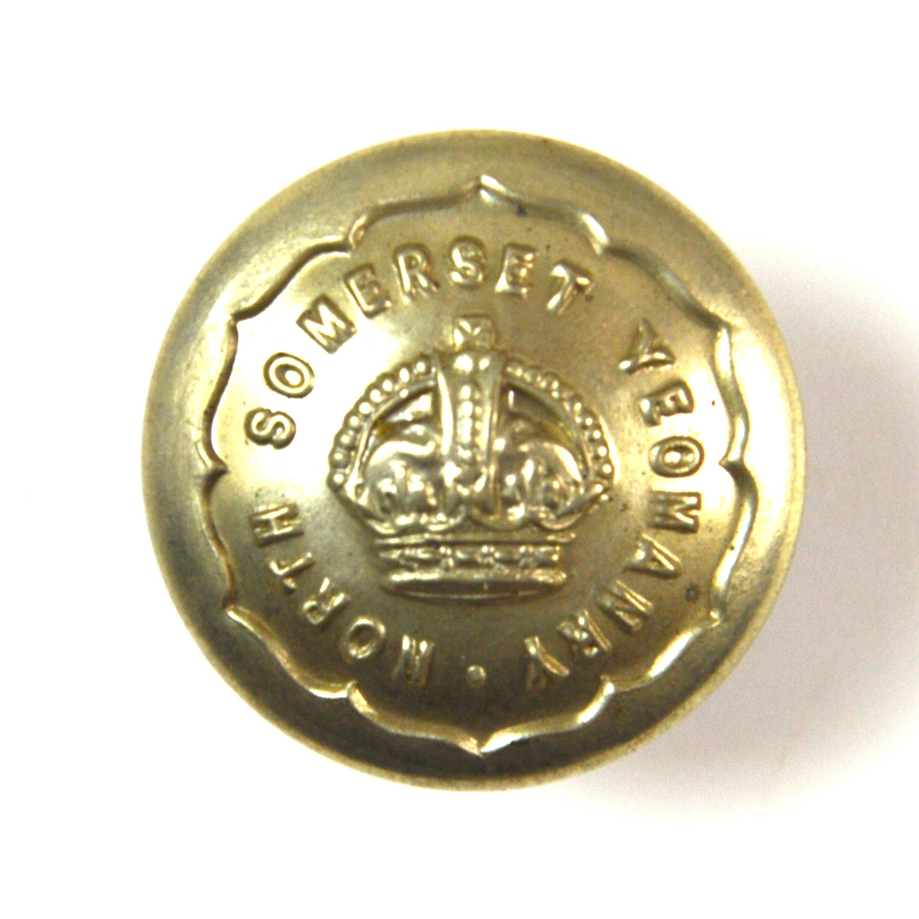 North Somerset Yeomanry White Metal Button, King's Crown (23mm)