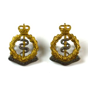 Royal Army Medical Corps (1953-2022 Pattern) Officer's Collar Badge, Queen's Crown, Pair