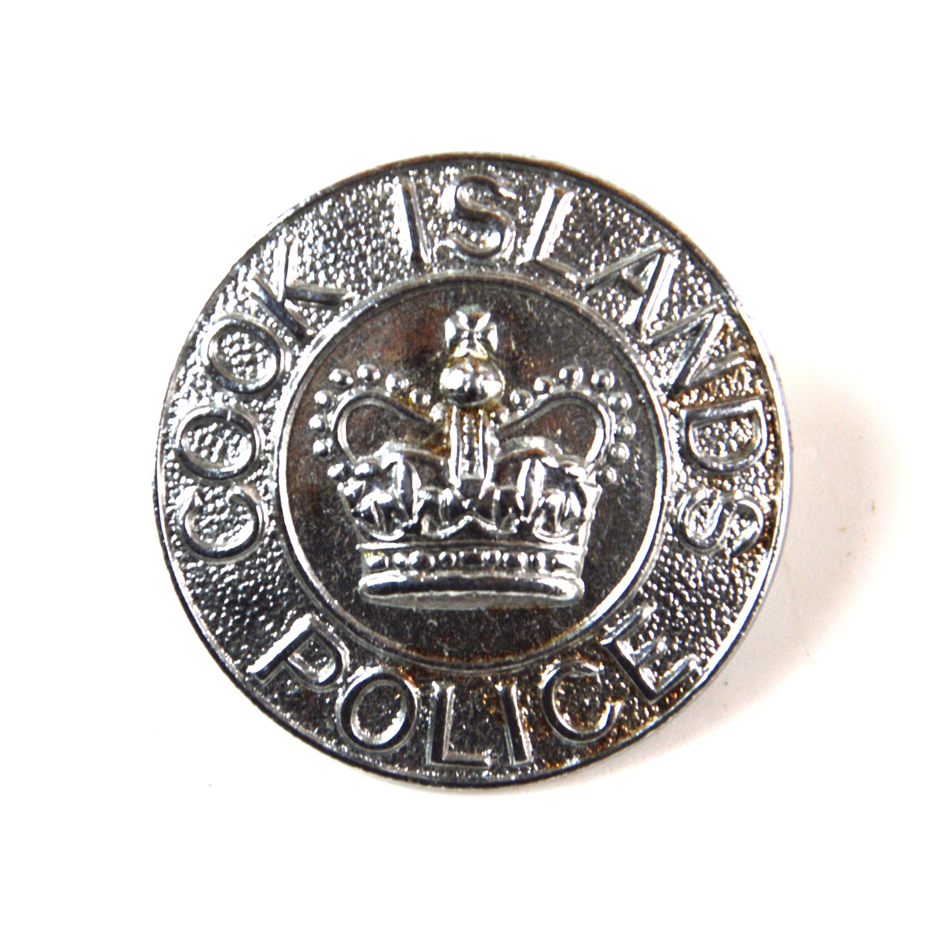 Cook Islands Police Chrome Cap Badge, Queen's Crown