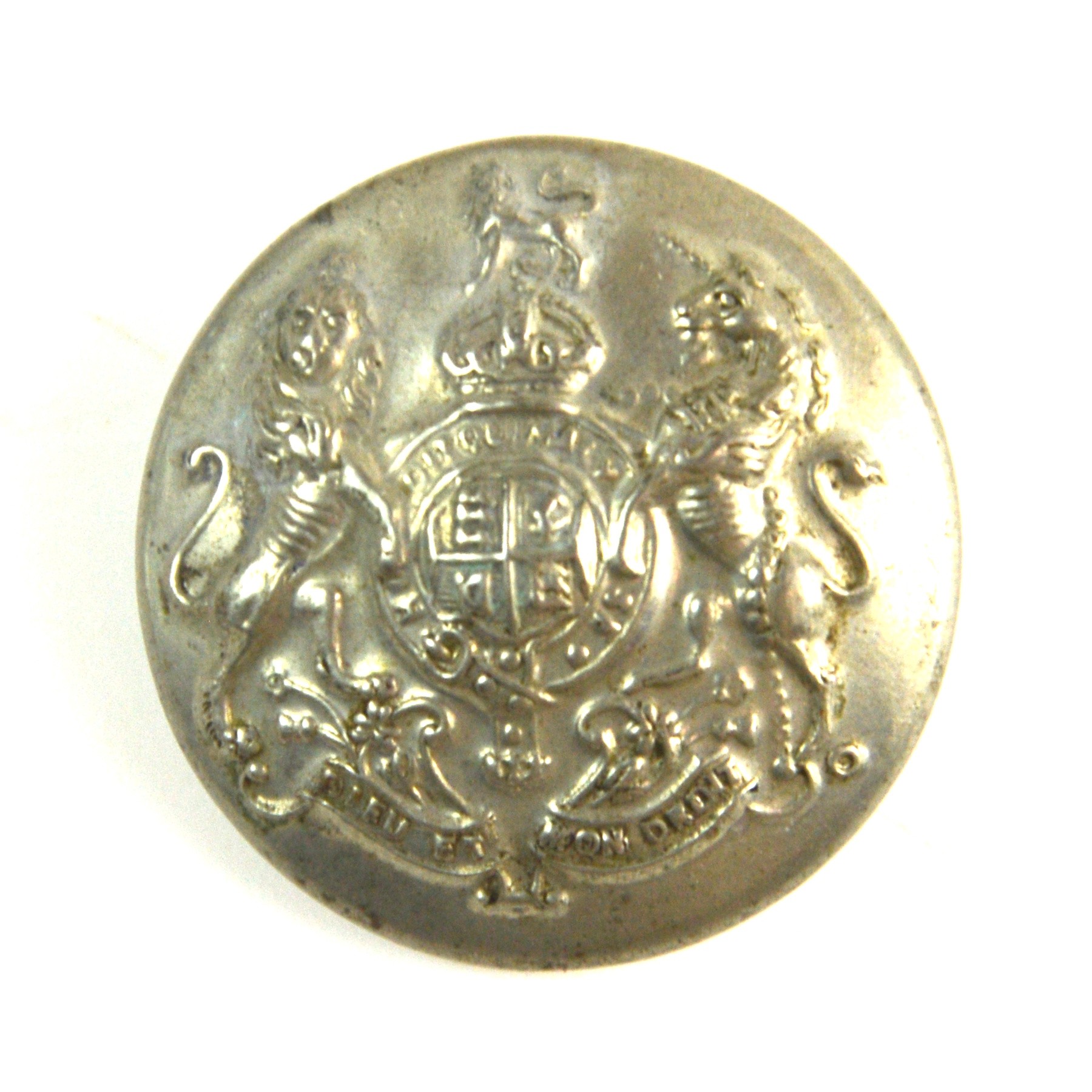 General Service Corps (GSC) Volunteers (1902-1908 Pattern) White Metal Button, King's Crown - 24mm