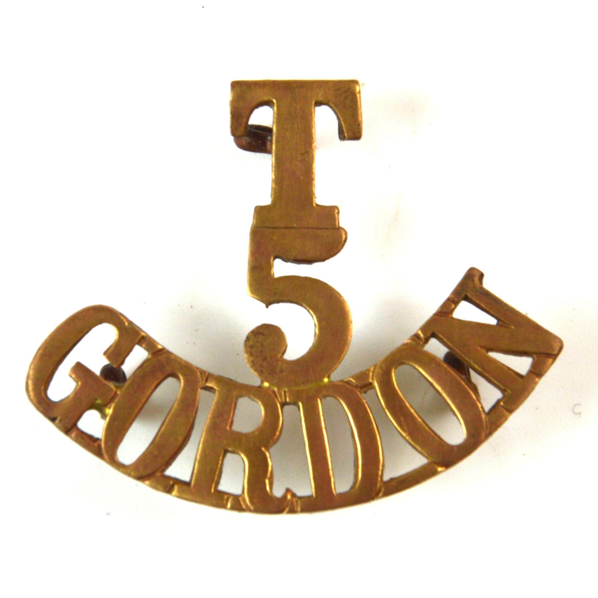 5th (Buchan and Formartin) Battalion, Gordon Highlanders (T / 5 / GORDON, 1908-1922 Pattern) Brass Shoulder Title
