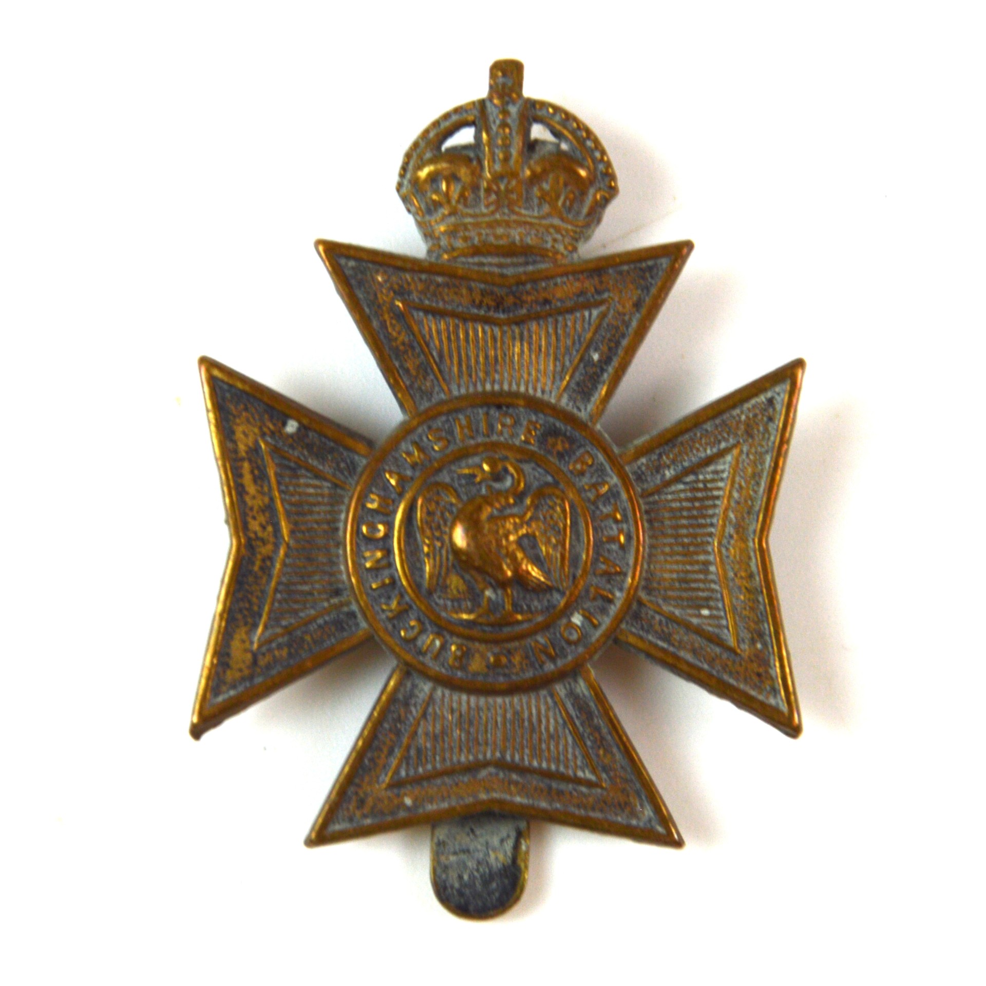 Buckinghamshire Battalion, Oxfordshire and Buckinghamshire Light Infantry Blackened Cap Badge, King's Crown, Original