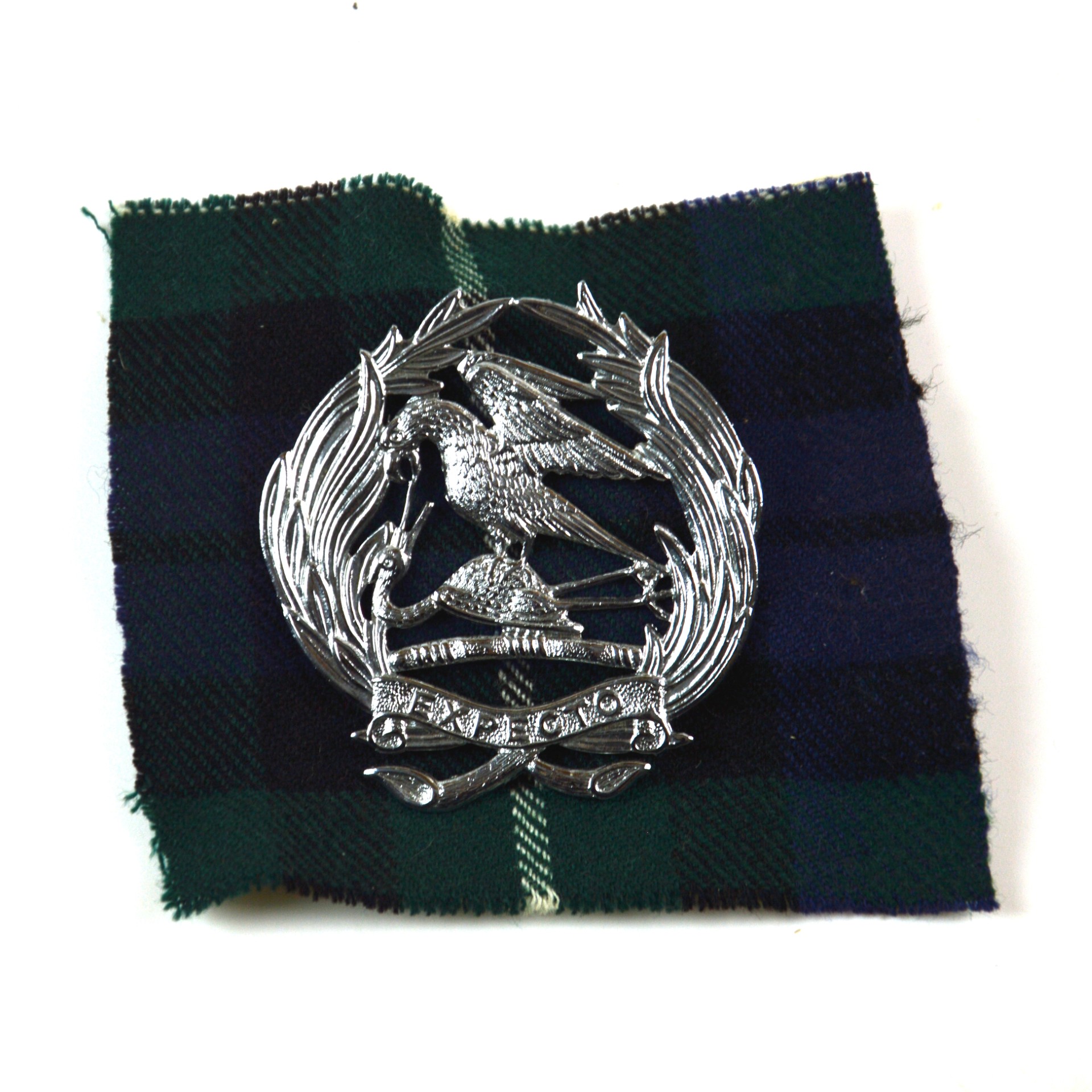 South African First City Regiment (1952-Current Pattern) Cap Badge with Tartan Backing