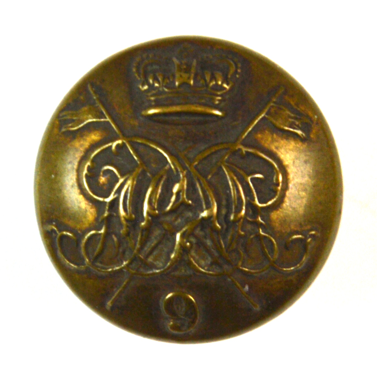 Victorian 9th Queen's Royal Lancers (1855-1901 Pattern) Brass Button - 18mm