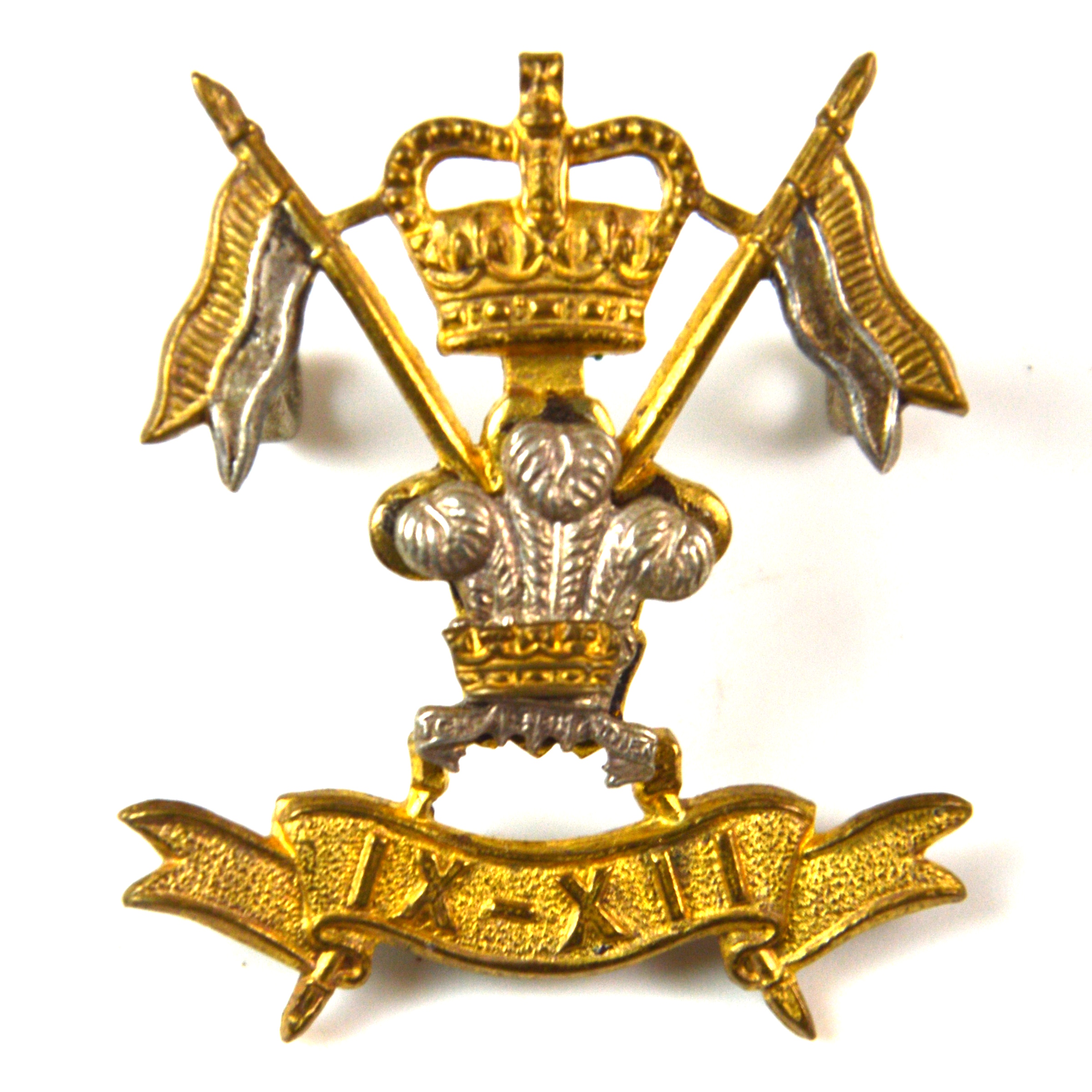 9th/12th Royal Lancers (Prince of Wales’s) (1960-2015 Pattern) Officer's Cap Badge by J. R. Gaunt