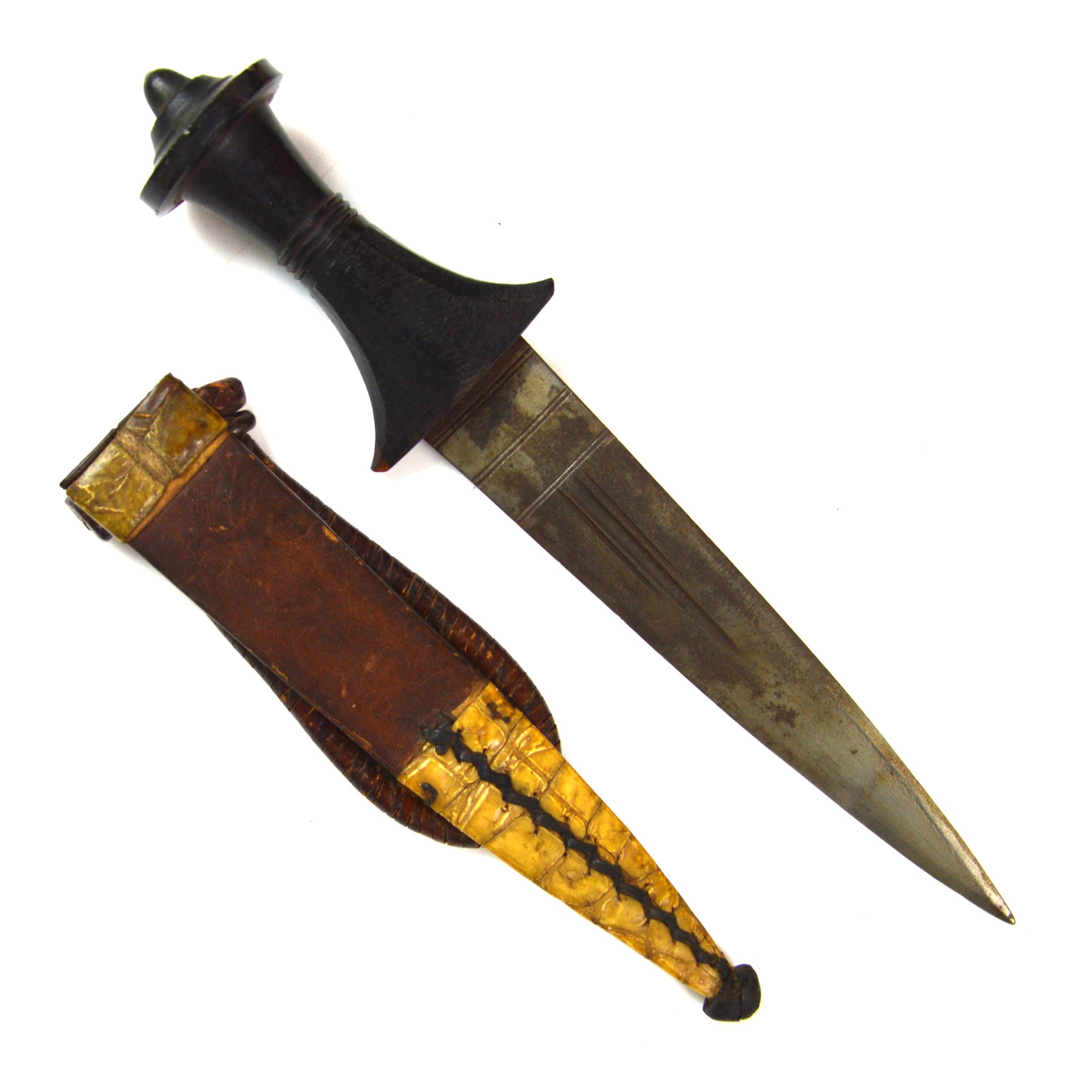 Sudanese Mahdi Arm Dagger with Crocodile Skin Wrapped Scabbard