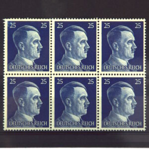 German Third Reich "Hitler Head" 25 Pfennig Postage Stamp (Set of 6)