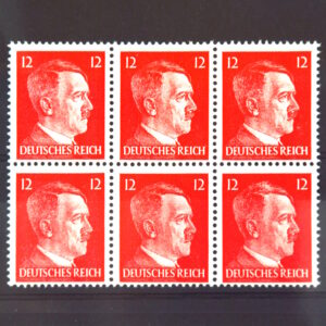 German Third Reich "Hitler Head" 12 Pfennig Postage Stamp (Set of 6)